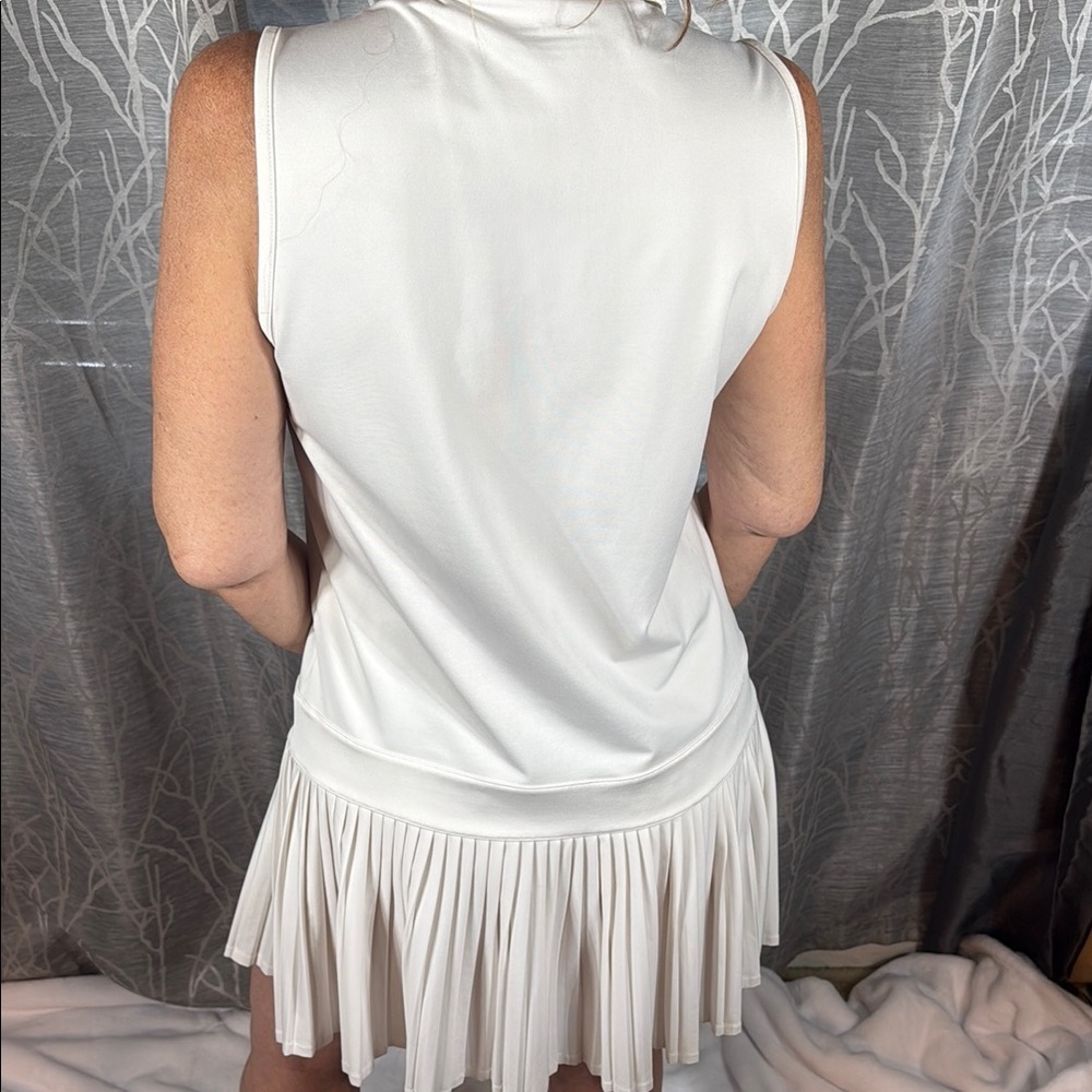 Vineyard Vines Cream Pleated Polo Sundress M Performance - Picture 4 of 8